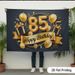 Black Golden 85th Birthday Party Banner - 2D Flat Polyester Backdrop, Wall Hanging Photo Props, Party Decor_maomaolike.com