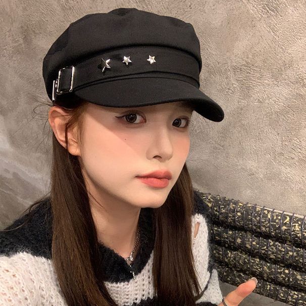 Hot Sale Designer Brand Octagonal Hats Flat Military Cap Ladies Solid Caps Cotton Sailor Hat for Women_maomaolike.com
