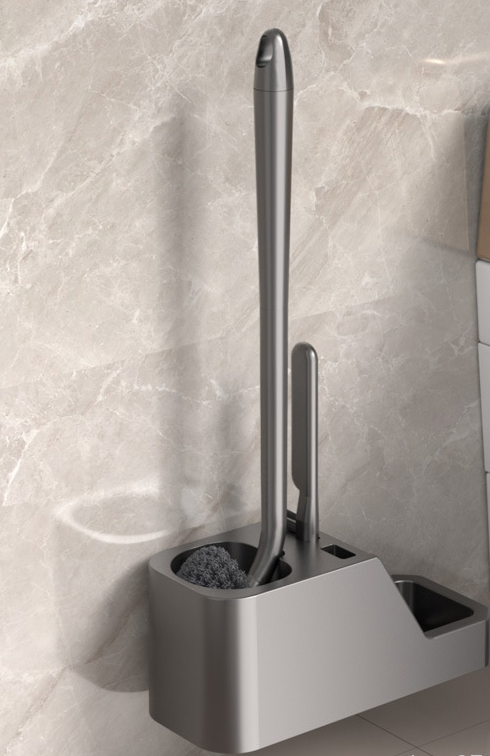 Household Long Handle Wall-Mounted Set Bathroom No Dead Angle Soft Bristle Toilet Cleaning Brush_maomaolike.com