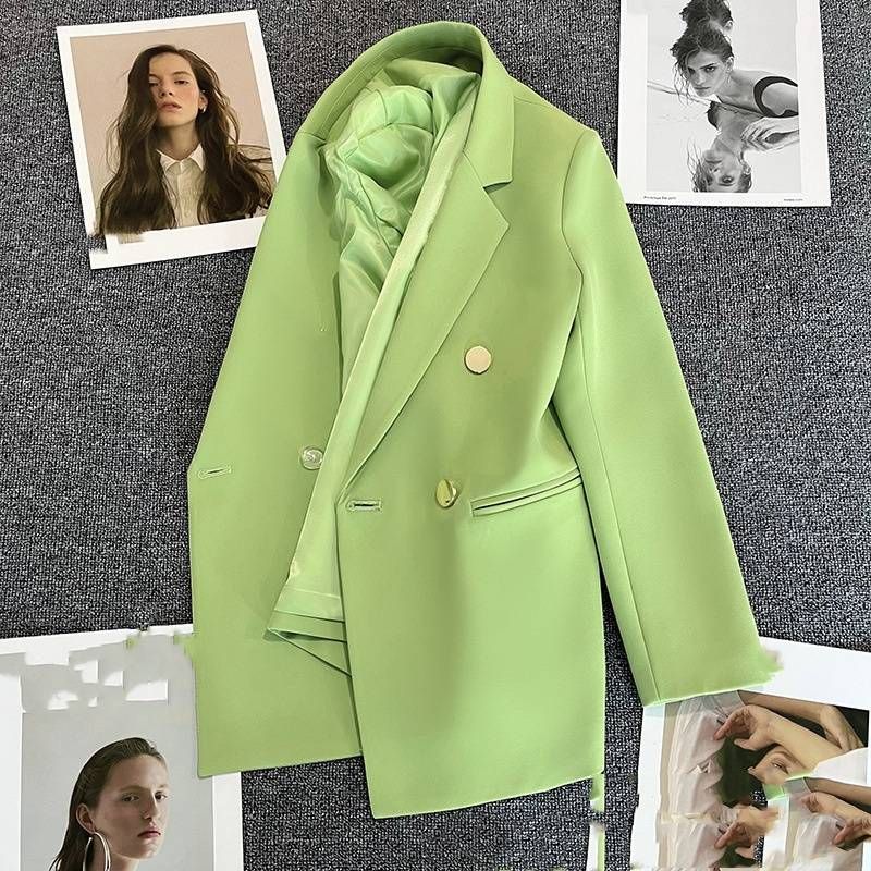 Women's Clothing metal buckle style casual versatile milky white age-reducing suit trend for small people_maomaolike.com