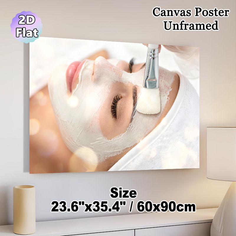 Facial Skincare Painting Poster, Soft-toned Gentle Facial Mask Application Poster, Calming Aesthetic Wall Decor Ideal For Spa, Beauty Salon And_maomaolike.com