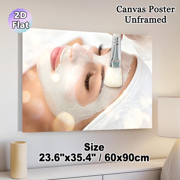 Facial Skincare Painting Poster, Soft-toned Gentle Facial Mask Application Poster, Calming Aesthetic Wall Decor Ideal For Spa, Beauty Salon And_maomaolike.com