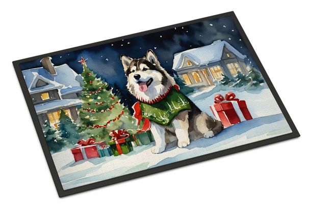Alaskan Malamute Cozy Christmas Doormat Front Door Mat Indoor Outdoor Rugs For Entryway, Non Slip Washable Low Pile, 24H X 36W_maomaolike.com