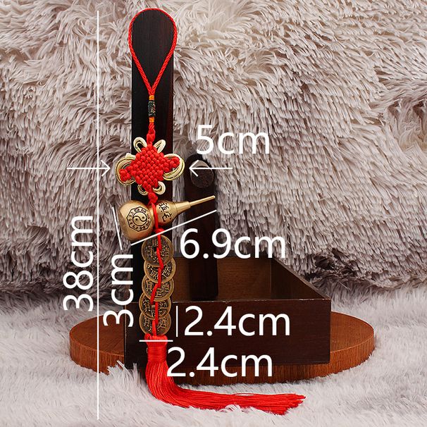 Brass Gourd Pendant Car Ornament Door Head Pure Copper Hollow Fortune Hanging Decoration Tassel Chinese Knot_maomaolike.com