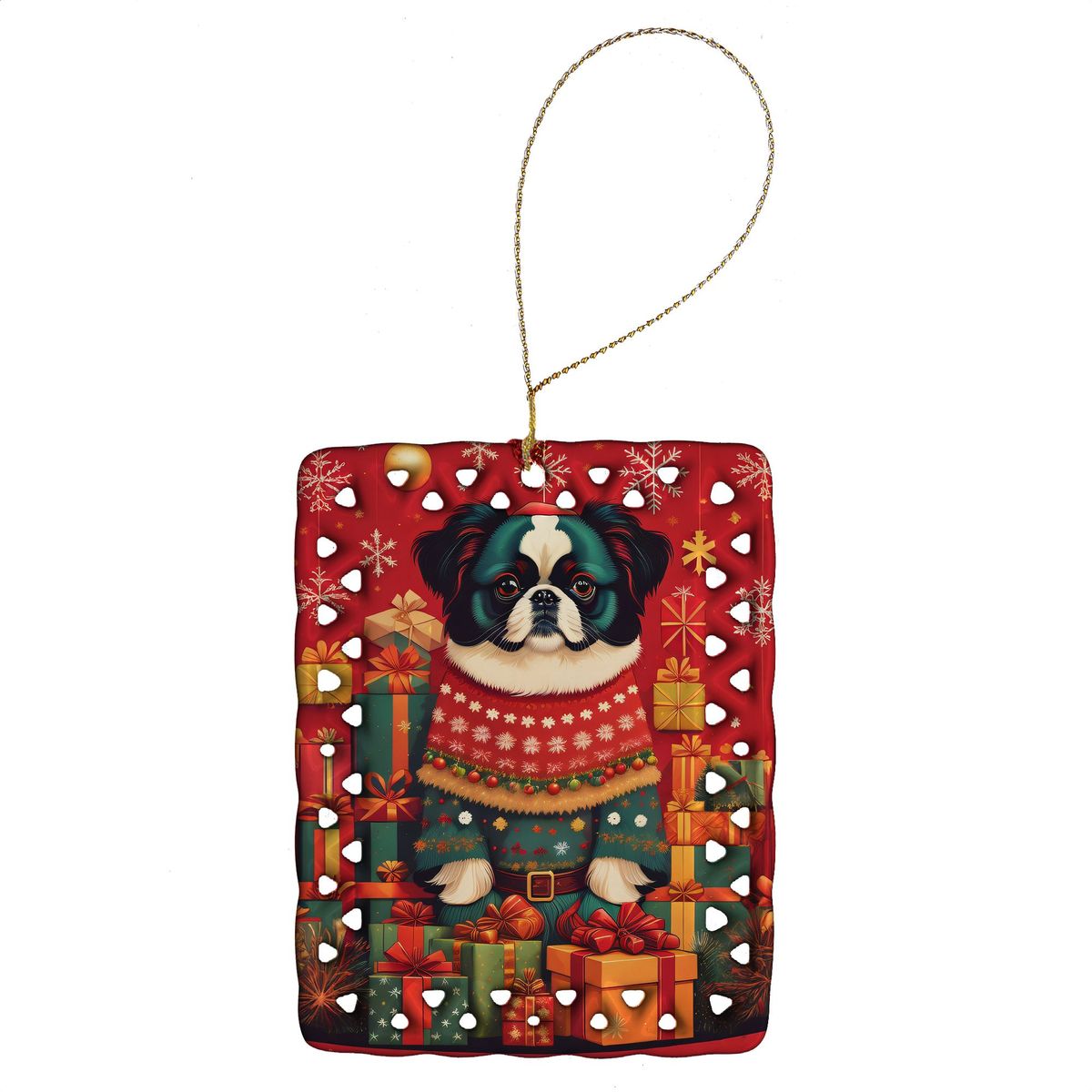 Japanese Chin Holiday Christmas Porcelain Ornament Christmas Tree Hanging Decorations For Home Christmas Holiday, Rectangle, Gift, Multicolor_maomaolike.com