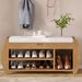 Retro Multifunctional Storage Bench With Cushion And Curved Side Panel For Entrance And Living Room_maomaolike.com