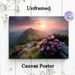 Mountain Sunrise Scenery Painting Poster, Serene Warm-toned Mountain Landscape With Blooming Pink Flowers Poster, Soothing Natural View Ideal For_maomaolike.com