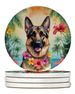 German Shepherd Luau Large Sandstone Coasters Pack Of 4 Absorbent Round Coasters Decor Gifts For Men Or Women, 4 In, Multicolor_maomaolike.com