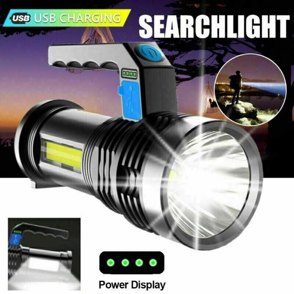 LED Flashlight USB Rechargeable Torch COB Spotlight Camping Light High Lumens Emergency Lamp 3 Modes Waterproof_maomaolike.com