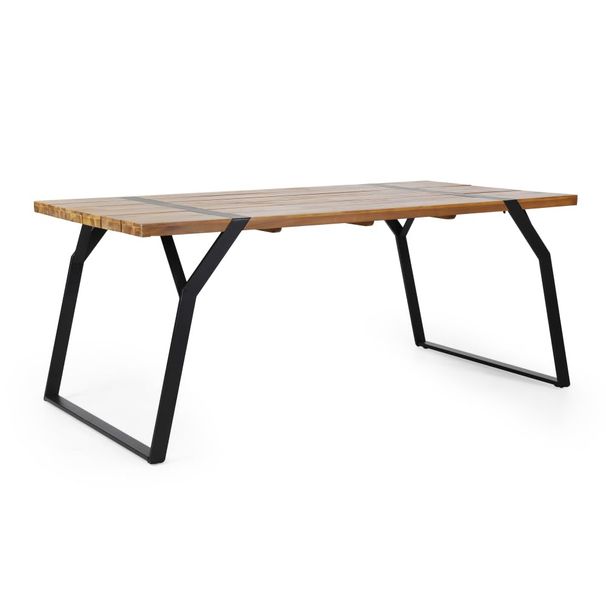 CREASION Modern Dining Table Made Of Acacia Wood Featuring Slat Design Perfect For Family Gatherings_maomaolike.com