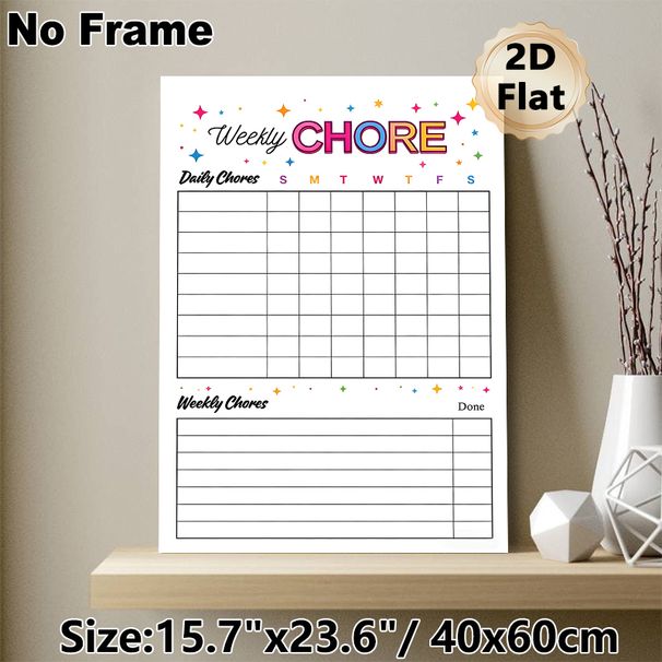 Weekly Chore Chart Painting Poster, Vibrant Star-adorned Chore Schedule Poster, Functional Planner To Organize Daily & Weekly Household Tasks_maomaolike.com
