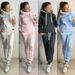 Women's Clothing Autumn and Winter Women's Clothing Hot Style Fleece Fashion Leather Badge Long Sleeve Hooded Casual Sports Suit_maomaolike.com
