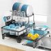 GSlife Large 2 Tier Dish Drying Rack - Expandable Over Sink & Counter Use_maomaolike.com