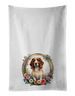 Brittany Spaniel And Flowers Kitchen Towel Set Of 2 White Dish Towels Decorative Bathroom Hand Towel For Hand, Face, Hair, Yoga, Tea, Dishcloth, 19 X 28", White_maomaolike.com