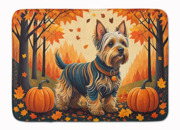 Silky Terrier Fall Memory Foam Kitchen Mat Machine Washable Anti-Fatigue Mat Cushion Comfort Bath Mat Or Kitchen Rug_maomaolike.com