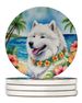 Samoyed Luau Large Sandstone Coasters Pack Of 4 Absorbent Round Coasters Decor Gifts For Men Or Women, 4 In, Multicolor_maomaolike.com