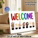 Sign Language Welcome Painting Poster, Vibrant Rainbow "WELCOME" Text & Diverse Skin-tone Sign Language Gestures Poster, Inclusive Warm Decor Idea For_maomaolike.com