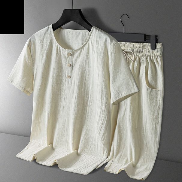 men's clothing Summer Suit Tang Suit Middle-aged and Elderly Summer Suit Men's Chinese Style Cotton and Linen Short Sleeve Shorts Hanfu Retro Suit_maomaolike.com