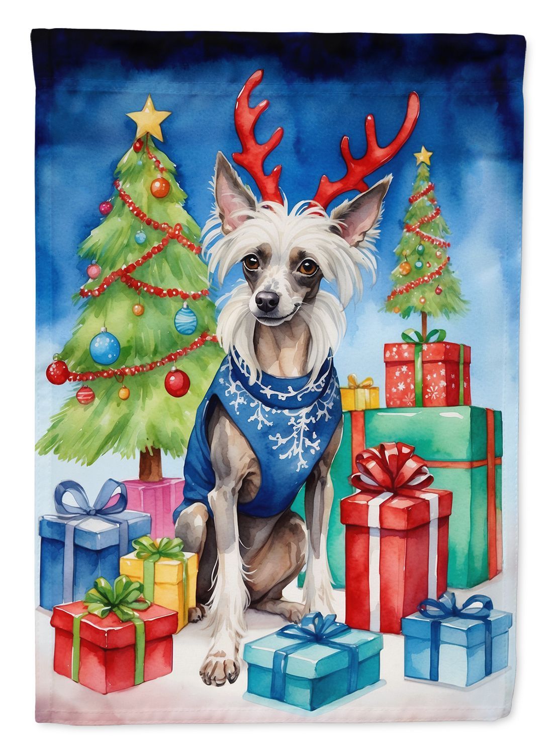 Chinese Crested Christmas Reindeer Garden Flag Mailbox Flag Decorative Yard Flag Banner Outside Patio Artwork Yard Flower Beds, Garden Size, Multicolor_maomaolike.com