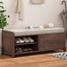 Distressed Shutter Storage Bench With Acacia Veneer For Retro Charm For Living Room,Entryway_maomaolike.com