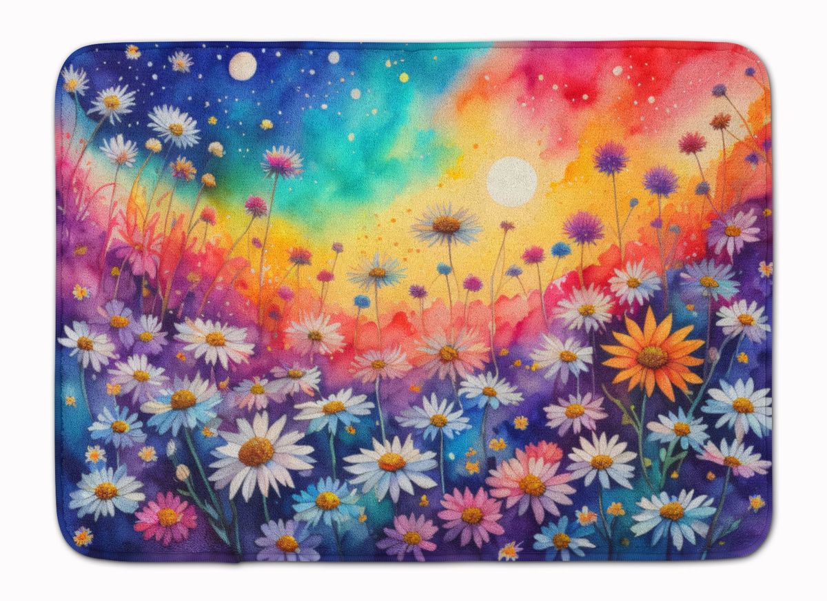 Asters In Color Memory Foam Kitchen Mat Machine Washable Anti-Fatigue Mat Cushion Comfort Bath Mat Or Kitchen Rug_maomaolike.com