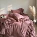 Wholesale INS French Retro Multi-layer Lace Pure Four-piece Princess Style Full Washed Cotton Bed Skirt 4-piece Set_maomaolike.com