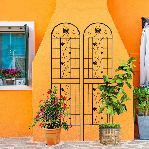 2 Pack Metal Garden Trellis 86.7" X 19.7" Rustproof Trellis For Climbing Plants Outdoor Flower Support Black_maomaolike.com