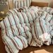 Wholesale INS Style Mixed Retro Striped Milk Velvet Autumn Winter Coral Fleece Warm Flannel Four-Piece Set_maomaolike.com