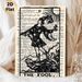 The Fool Tarot Card Painting Poster, Vintage Dictionary Page Style Poster, Black Line Art Tarot Figure With Sun Detail, Ideal For Home, Office And_maomaolike.com