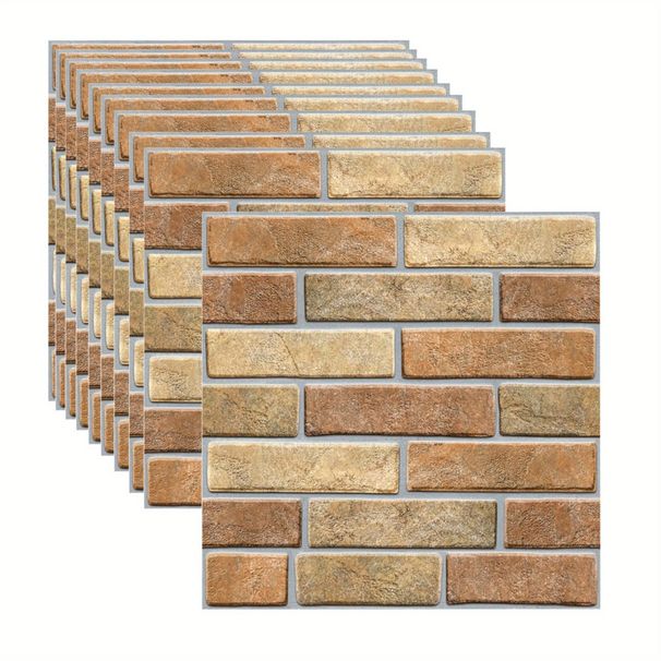 20/40 Pcs 3D Stereo Wall Stickers Self-adhesive Wallpaper Brick Pattern Creative 3D Peel And Stick Heatproof Vinyl_maomaolike.com