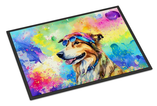 Collie Hippie Dawg Doormat Front Door Mat Indoor Outdoor Rugs For Entryway, Non Slip Washable Low Pile, 24H X 36W_maomaolike.com