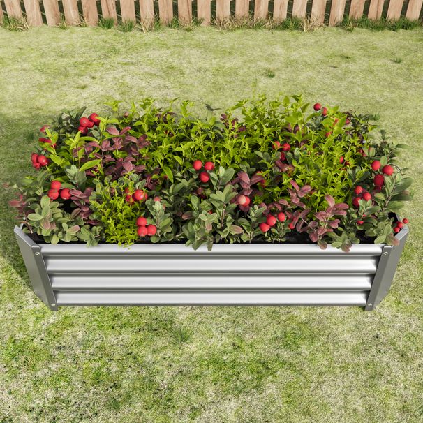 Metal Raised Garden Bed, Rectangle Raised Planter 4×2×1ft For Flowers Plants, Vegetables Herb Silver_maomaolike.com