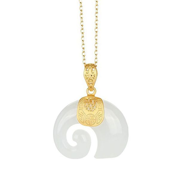 Boutique Natural Stone Hetian Jade Elephant Pendant Necklace Choker Jewelry For Women Birthday Anniversary_maomaolike.com