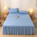 Solid Color Single Piece Simple Washed Cotton Skirt Edge Bed Sheet Mattress Dustproof Non-slip Protective Cover_maomaolike.com