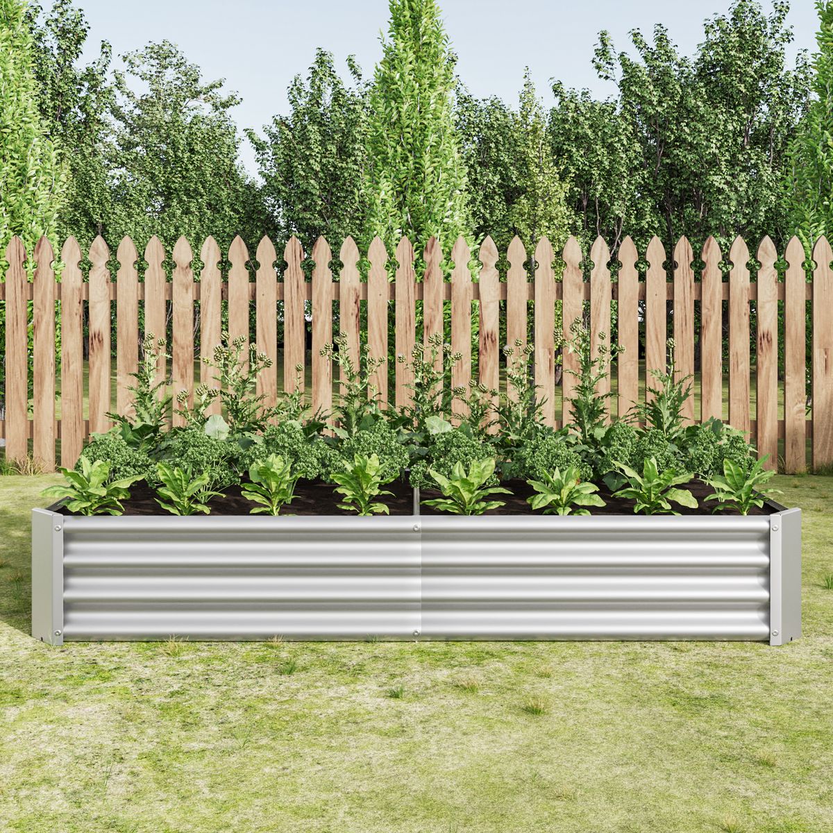 Raised Garden Bed Outdoor, 6×3×1ft , Metal Raised Rectangle Planter Beds For Plants, Vegetables, And Flowers - Silver_maomaolike.com