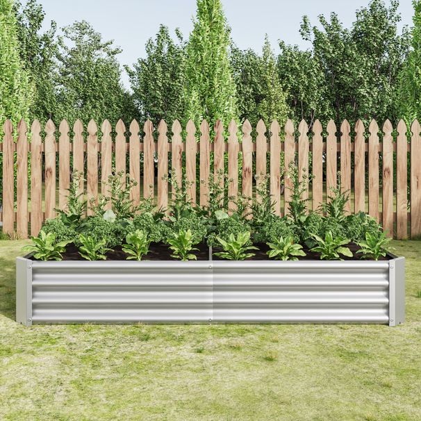 Raised Garden Bed Outdoor, 6×3×1ft , Metal Raised Rectangle Planter Beds For Plants, Vegetables, And Flowers - Silver_maomaolike.com
