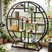 Round Bookshelf, 63 Inch Etagere Bookcase With Staggered Shelves_maomaolike.com