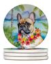 French Bulldog Luau Large Sandstone Coasters Pack Of 4 Absorbent Round Coasters Decor Gifts For Men Or Women, 4 In, Multicolor_maomaolike.com