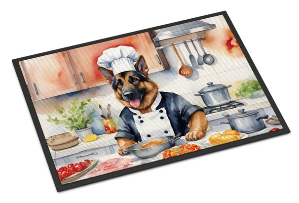 German Shepherd The Chef Doormat Front Door Mat Indoor Outdoor Rugs For Entryway, Non Slip Washable Low Pile, 24H X 36W_maomaolike.com