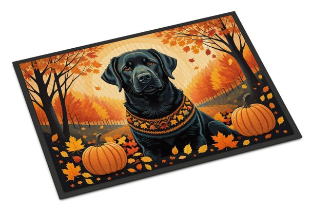Black Labrador Retriever Fall Doormat Front Door Mat Indoor Outdoor Rugs For Entryway, Non Slip Washable Low Pile, 24H X 36W_maomaolike.com