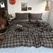 Her College-style Bed Sheet And Duvet Cover Dormitory Three-piece Set, Vintage Plaid Mix-and-match Pure Washed Cotton_maomaolike.com