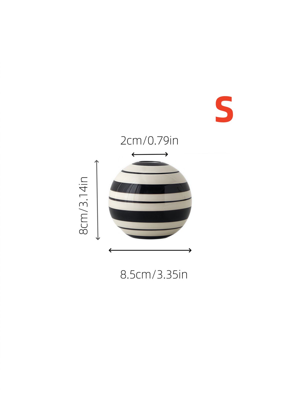 1pc Black And White Stripe Color Matching Ceramic Ball Vase Is Suitable For Small Fresh Style Design Scene Ornaments Flower Arrangement Vase_maomaolike.com