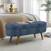 Ottoman Oval Storage Bench,Rubber Wood Legs, Gray (43.5"x16"x16")Dark Blue_maomaolike.com