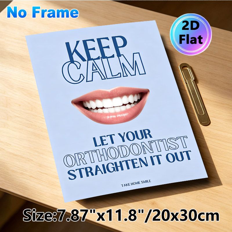 Orthodontist Motivational Painting Poster, Minimalist Typographic & Bright Smiling Teeth Poster, Lighthearted Dental Care Reminder Ideal For Dental_maomaolike.com