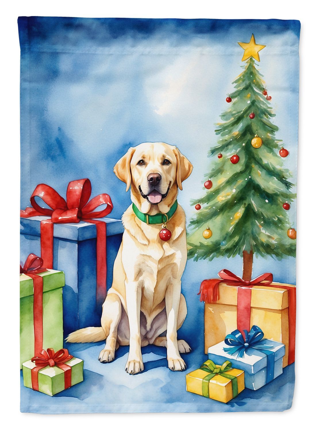 Yellow Labrador Retriever Christmas Reindeer House Flag Large Porch Sleeve Pole Decorative Outside Yard Banner Artwork Wall Hanging, Polyester, House Size, Multicolor_maomaolike.com