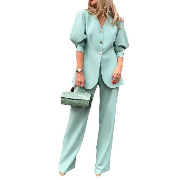 Women's Clothing fashion solid color lantern sleeve loose suit temperament commuting suit_maomaolike.com