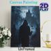 Gothic Hooded Figure With Rose Painting Poster, Mysterious Dark-toned Poster, Hooded Figure Holding Red Rose Before Moonlit Spooky Castle, Eerie_maomaolike.com