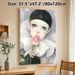 Pierrot-style Lady With Rose Painting Poster, Soft-toned Artistic Portrait Poster, Poignant Emotional Artwork Ideal For Bedroom And Living Room Wall_maomaolike.com