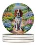 Welsh Springer Spaniel Spring Path Large Sandstone Coasters Pack Of 4 Absorbent Round Coasters Decor Gifts For Men Or Women, 4 In, Multicolor_maomaolike.com