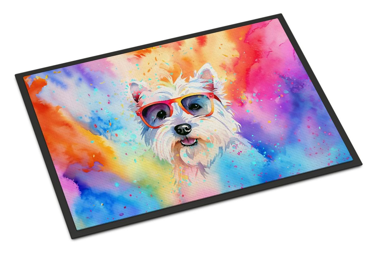 Westie Hippie Dawg Doormat Front Door Mat Indoor Outdoor Rugs For Entryway, Non Slip Washable Low Pile, 24H X 36W_maomaolike.com